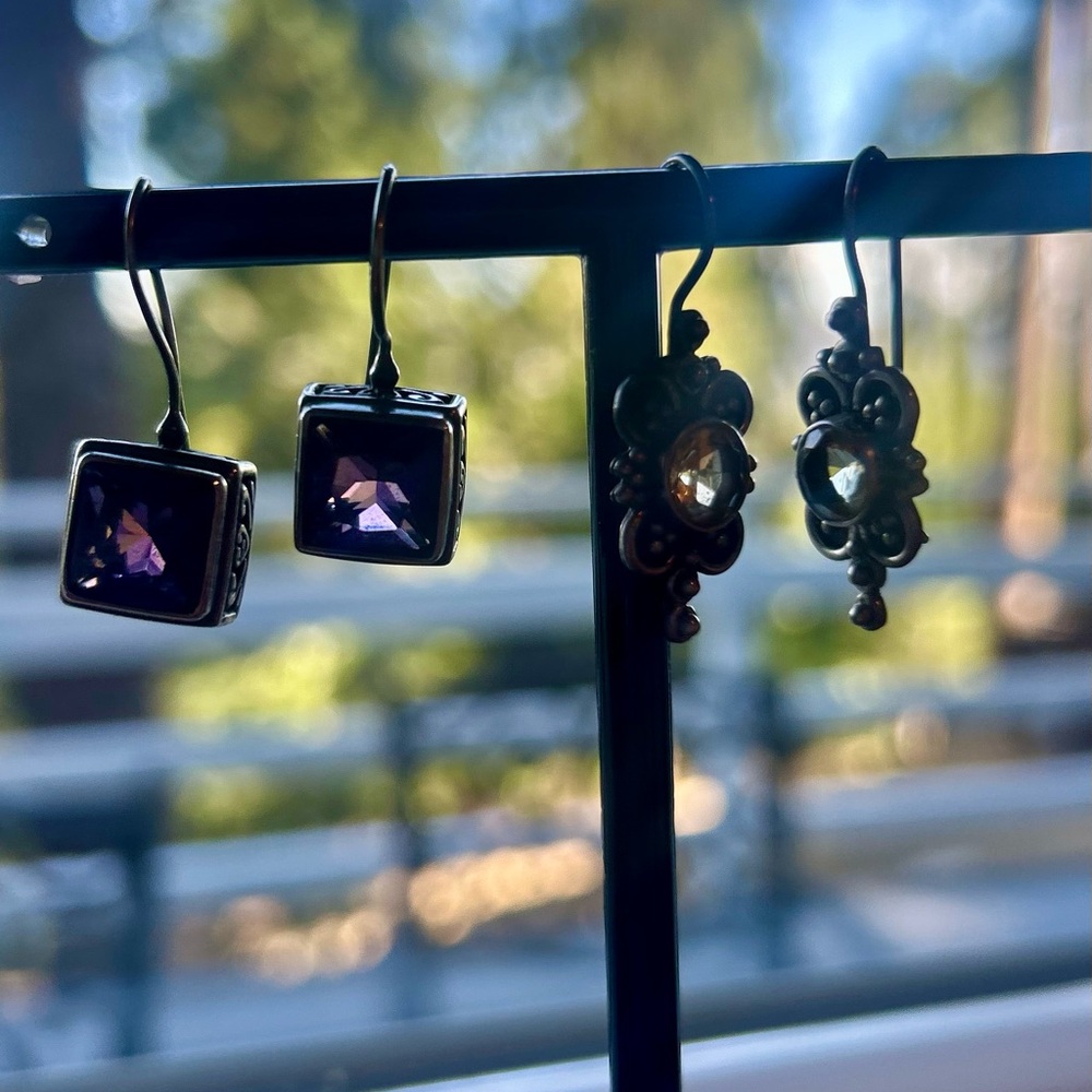 Elegant Amethyst & Citrine Sterling Silver Earrings